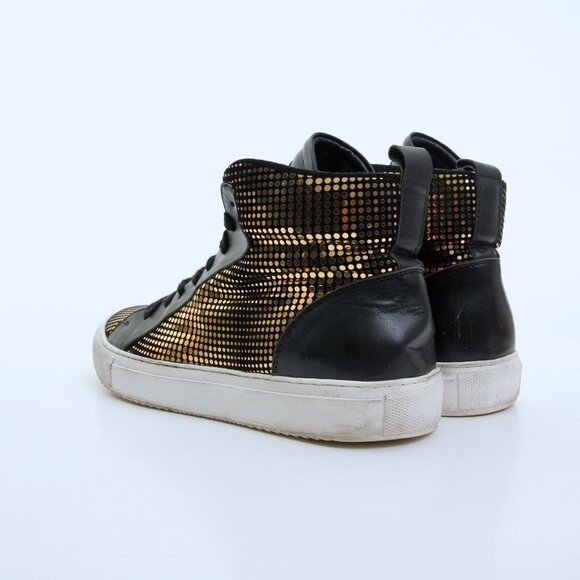 Red Dragon Fly Goldtone Embellishments High Top in Gold Black Women Size 10 - Picture 8 of 16